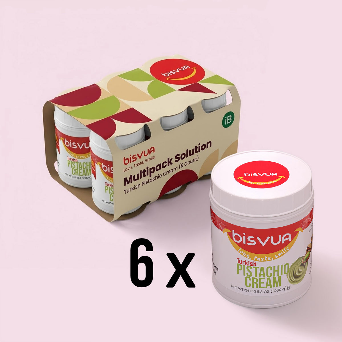 Bisvua Pistachio Cream Spread - Turkish Pistachio Cream 1 kg (35.3 oz)