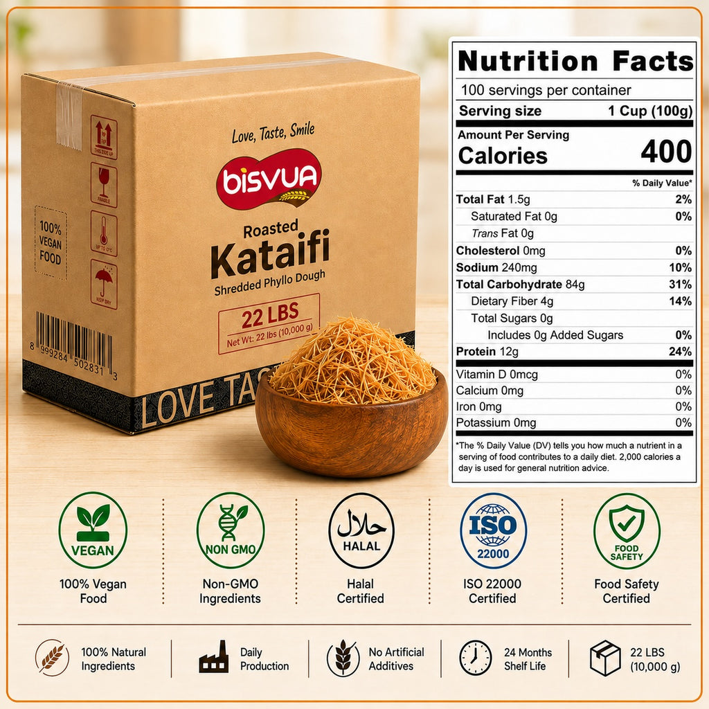 Bisvua Premium Bulk Roasted Kataifi 10 kg (22 lbs)