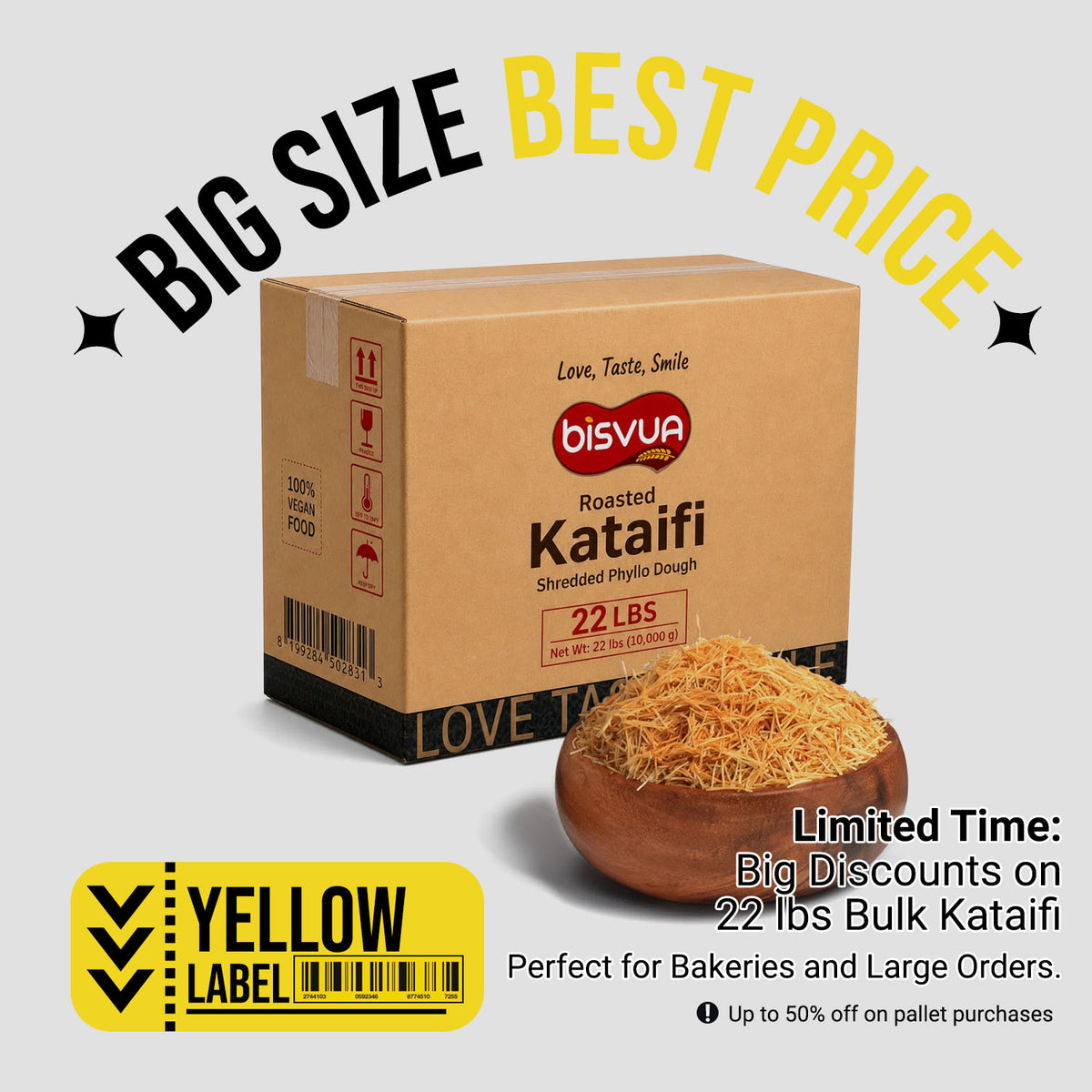 Bisvua Premium Bulk Roasted Kataifi 10 kg (22 lbs)