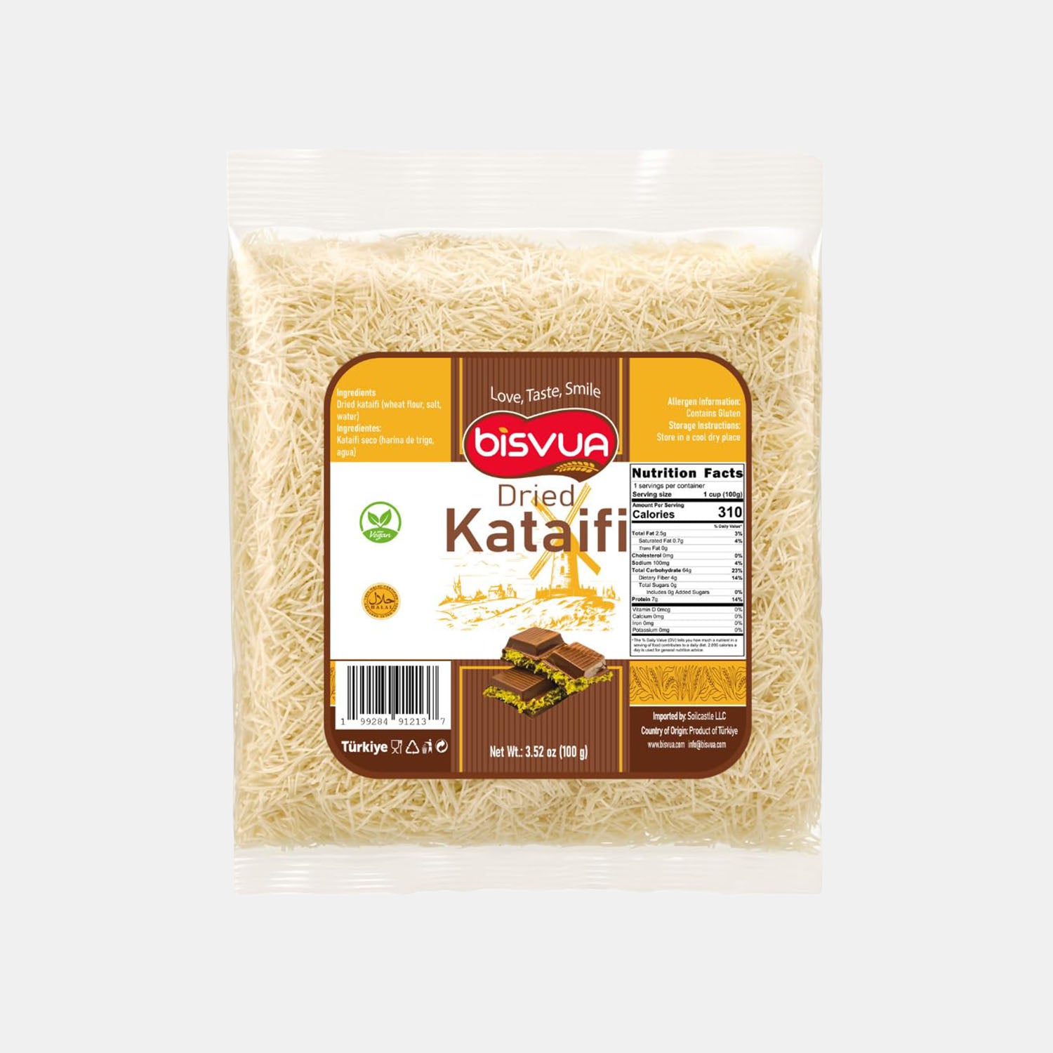 Bisvua Dried Kataifi - Premium Dry Kataifi 100g (3.5 oz)