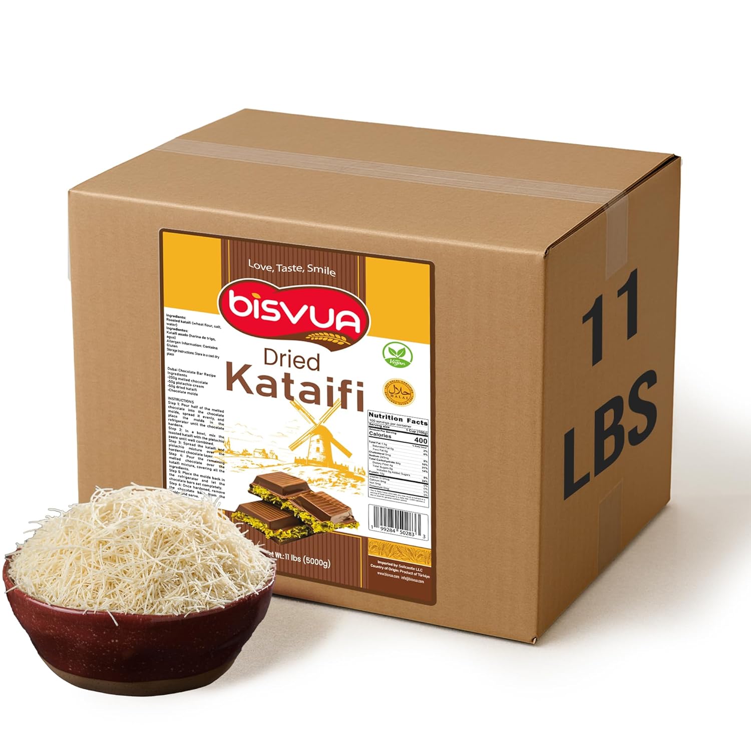 Bisvua Premium Bulk Dried Kataifi 5 kg (11 lbs)