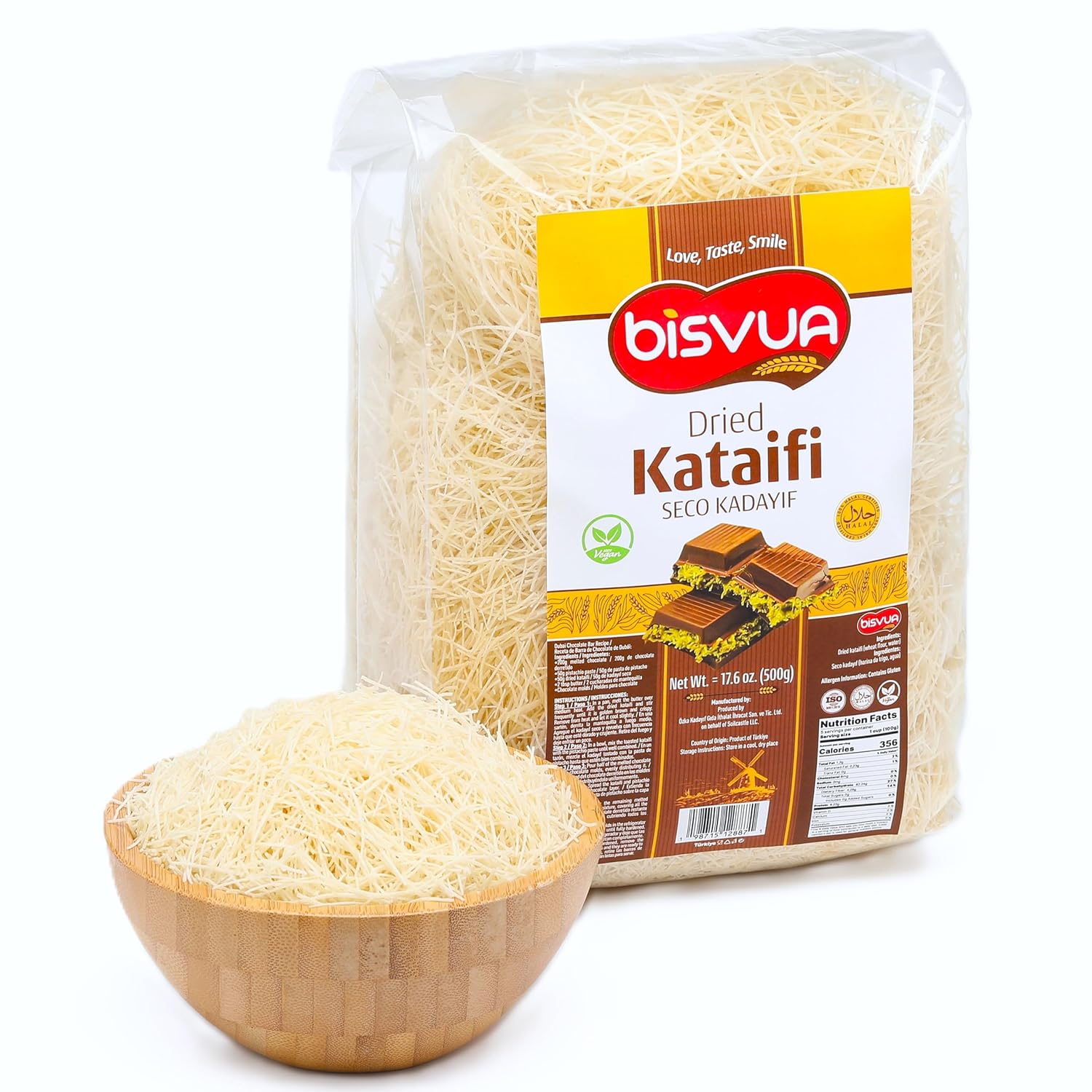 Bisvua Premium Dried Kataifi 500g (17.6 oz) - BOX (15 pcs)