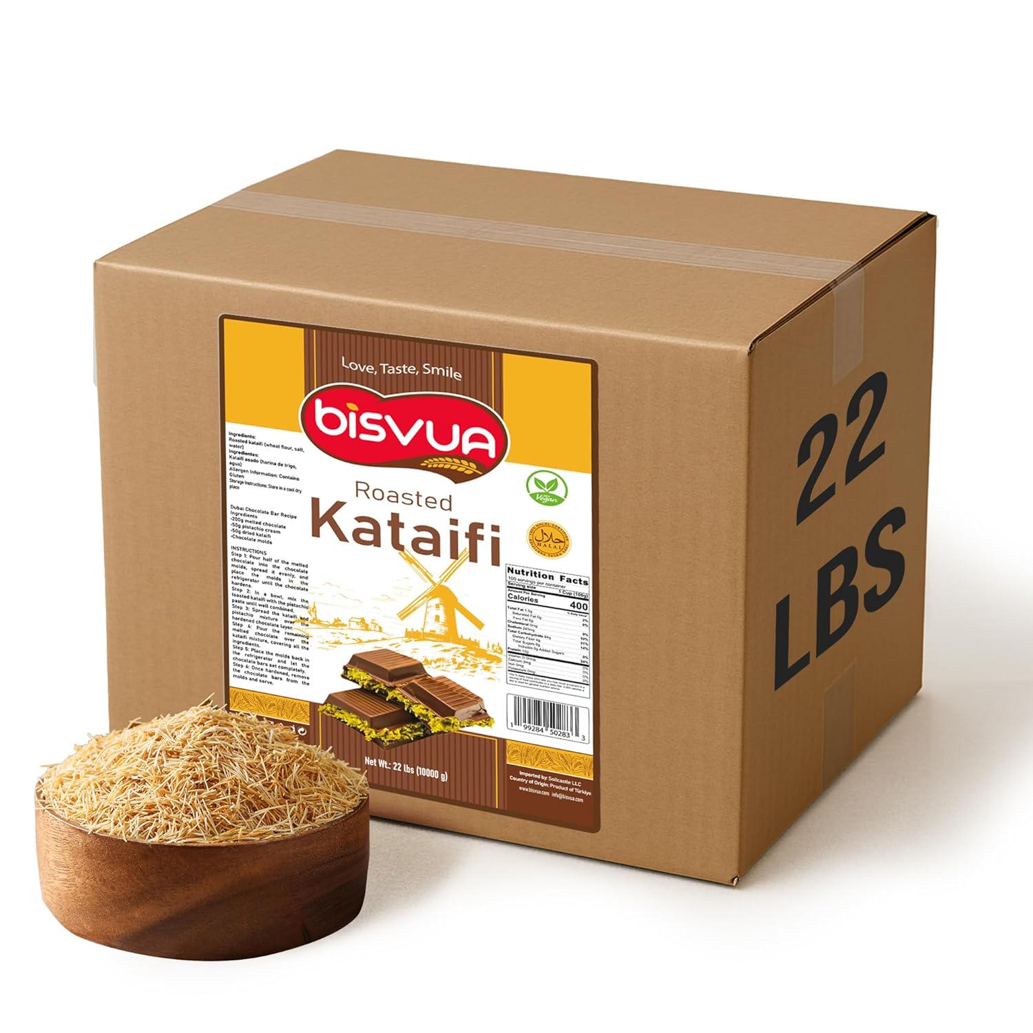 Bisvua Premium Bulk Roasted Kataifi 10 kg (22 lbs)