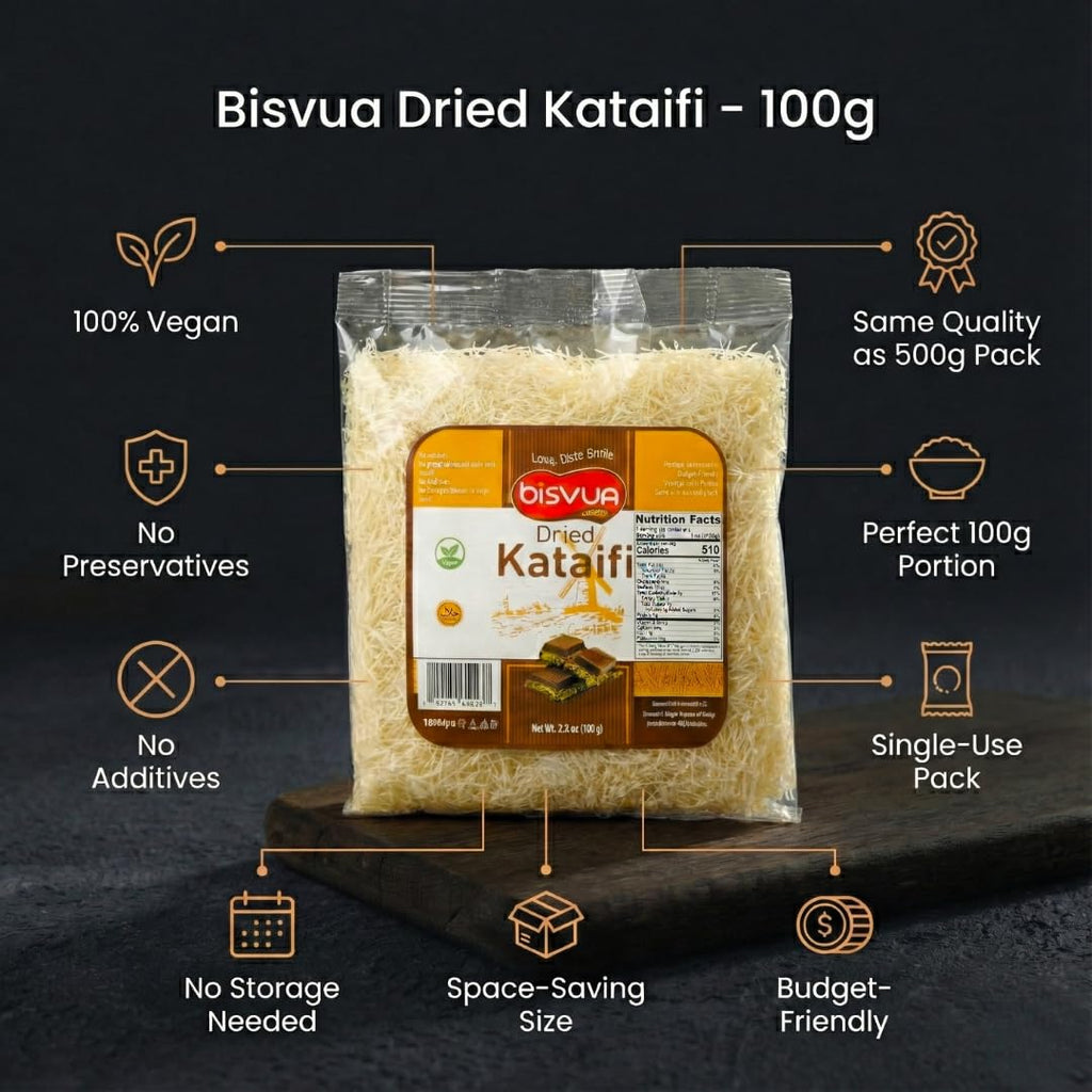 Bisvua Dried Kataifi - Premium Dry Kataifi 100g (3.5 oz)