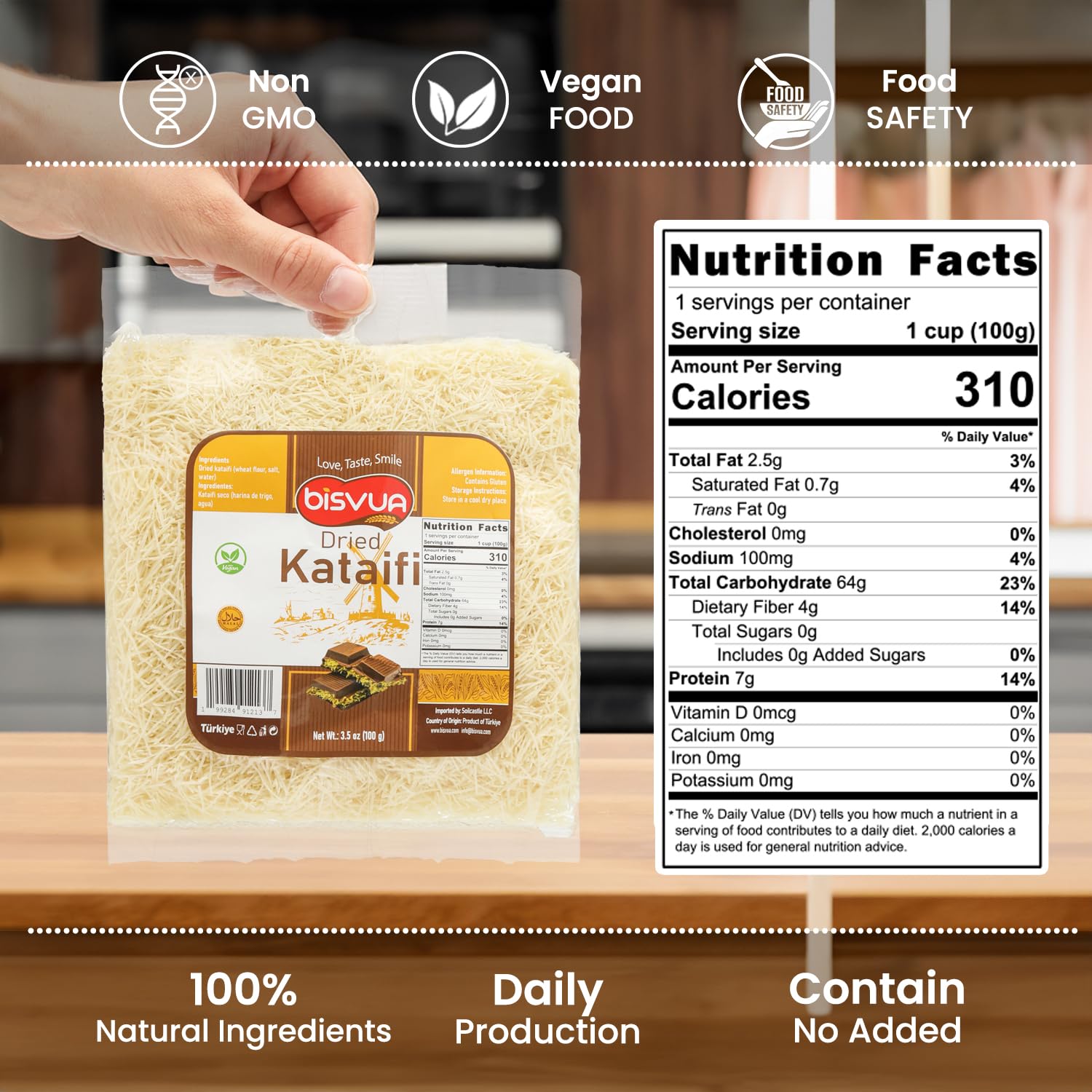 Bisvua Dried Kataifi - Premium Dry Kataifi 100g (3.5 oz)