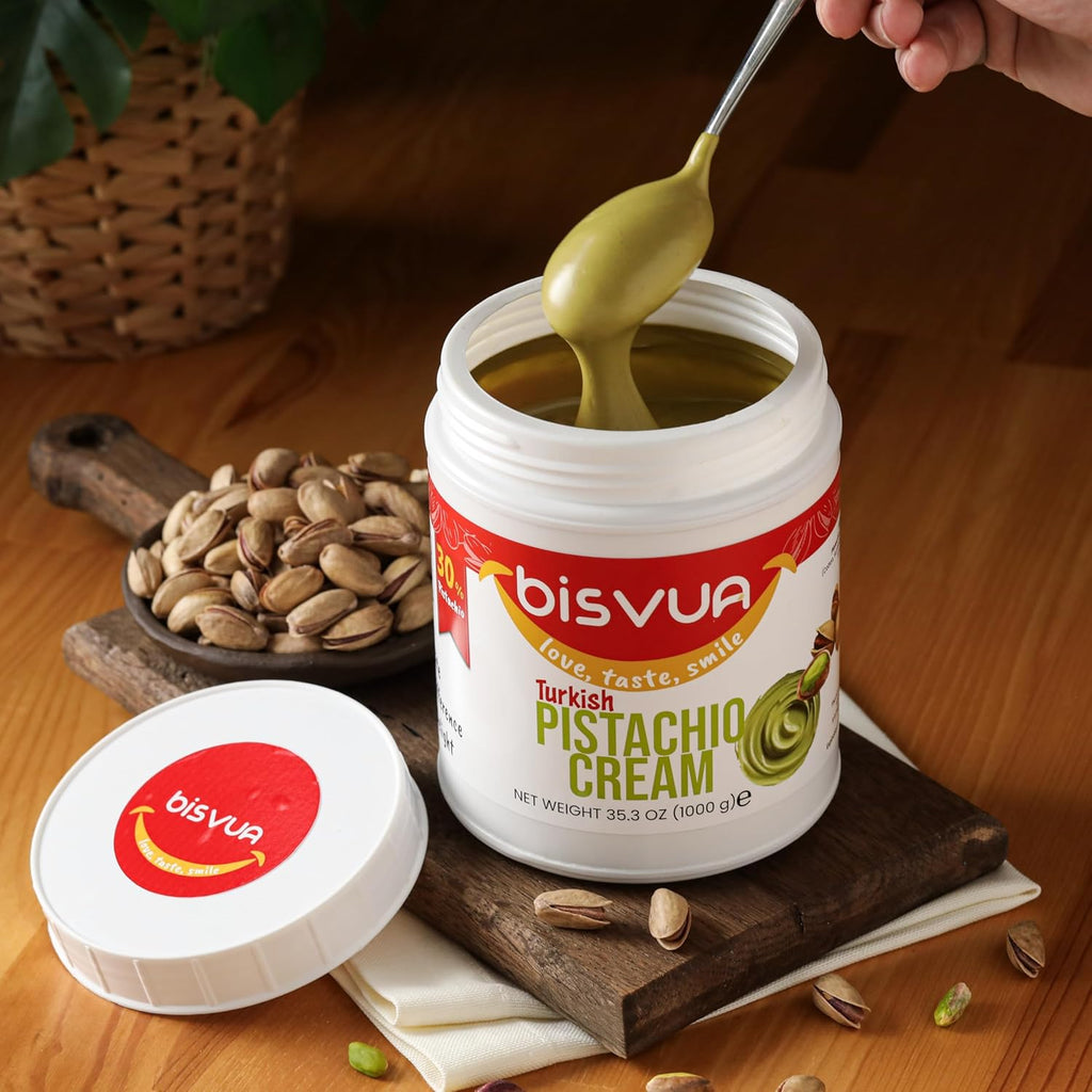 Bisvua Pistachio Cream (30%) 1 KG 35,3oz - BOX (6 pcs)