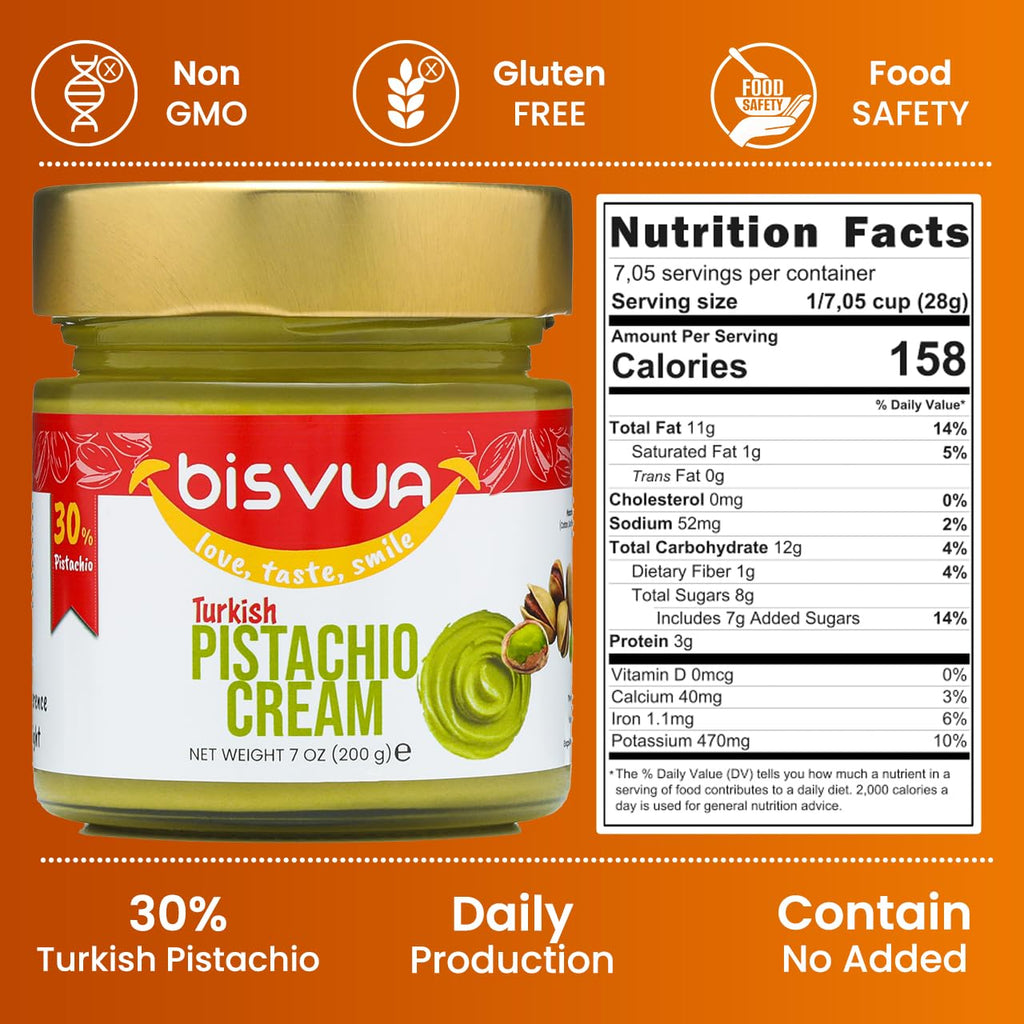 Bisvua Pistachio Cream (30 %) 200g 7oz - BOX (12 pcs)