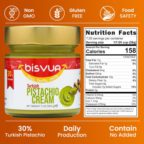 Bisvua Pistachio Cream (30 %) 200g 7oz - BOX (12 pcs)