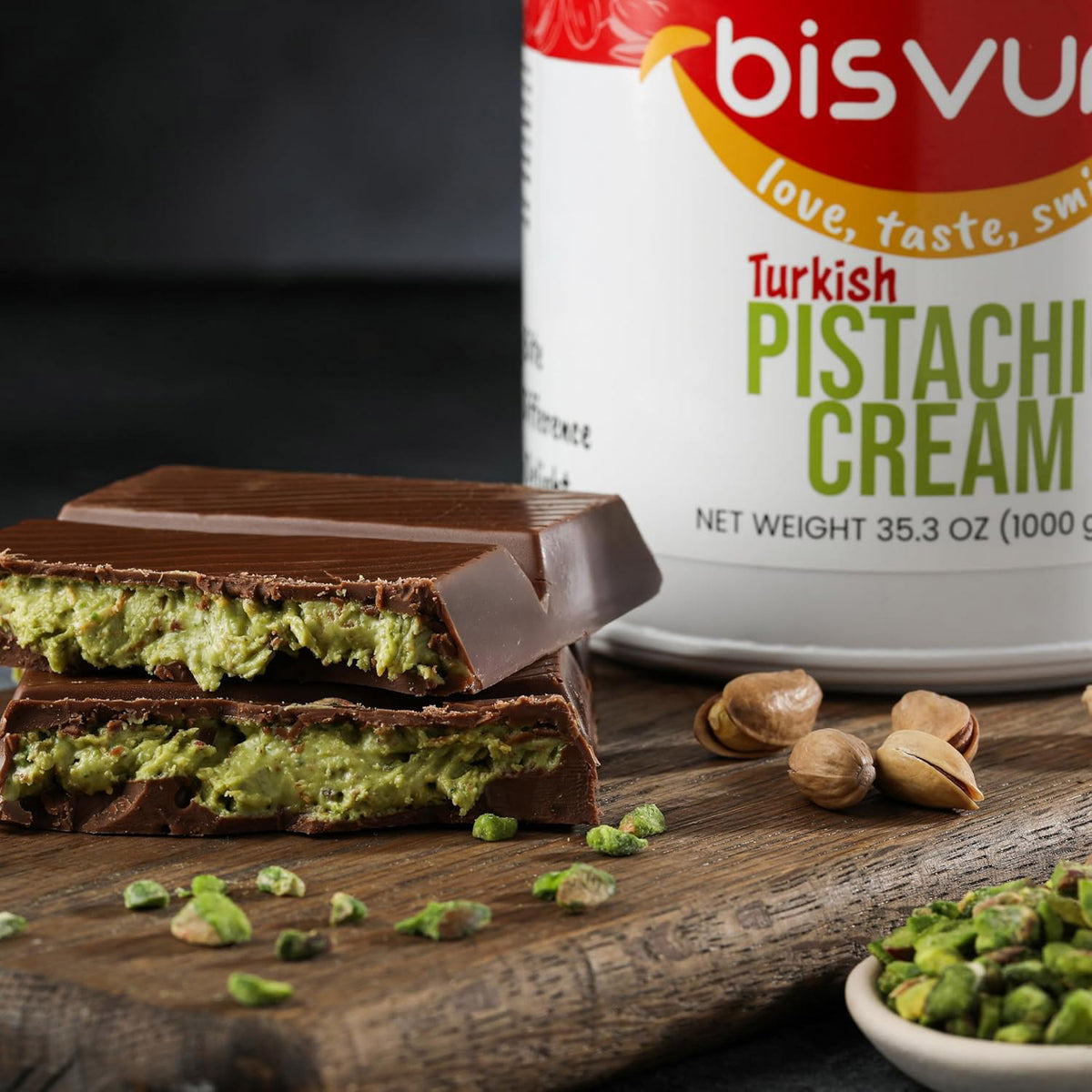 Bisvua Pistachio Cream Spread 6 Pack - Turkish Pistachio Cream 1 kg (35.3 oz) x 6