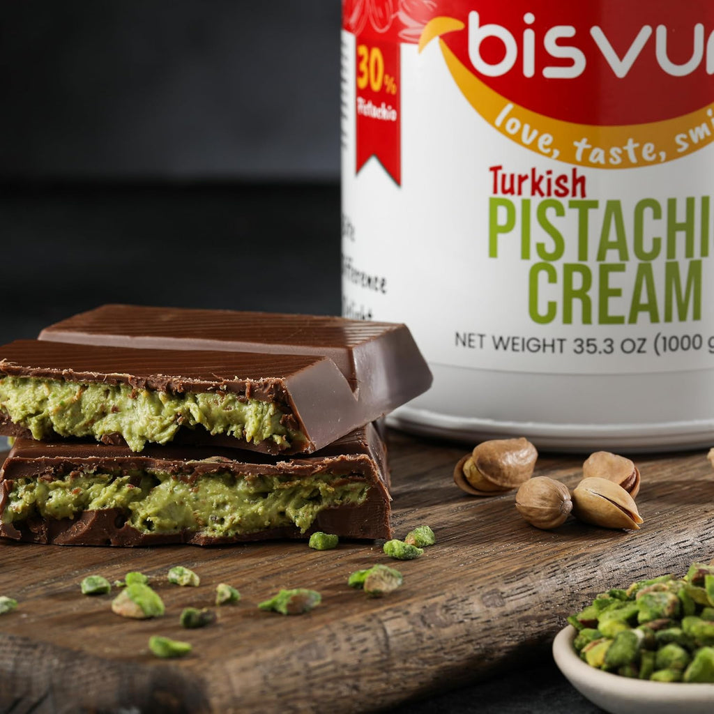 Bisvua Pistachio Cream (30%) 1 KG 35,3oz - BOX (6 pcs)