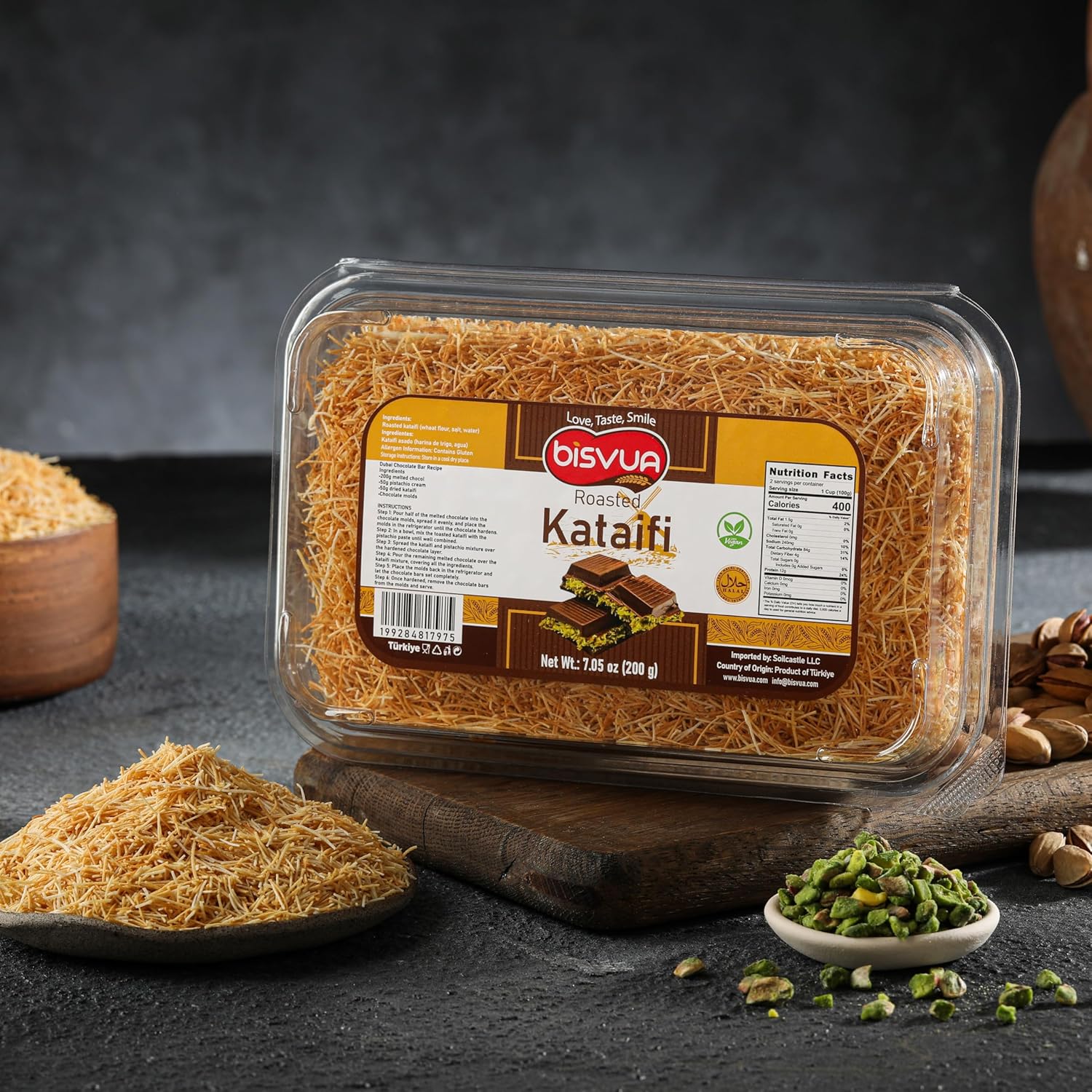 Bisvua Premium Roasted Kataifi 200g (7.1 oz) - BOX (18 pcs)