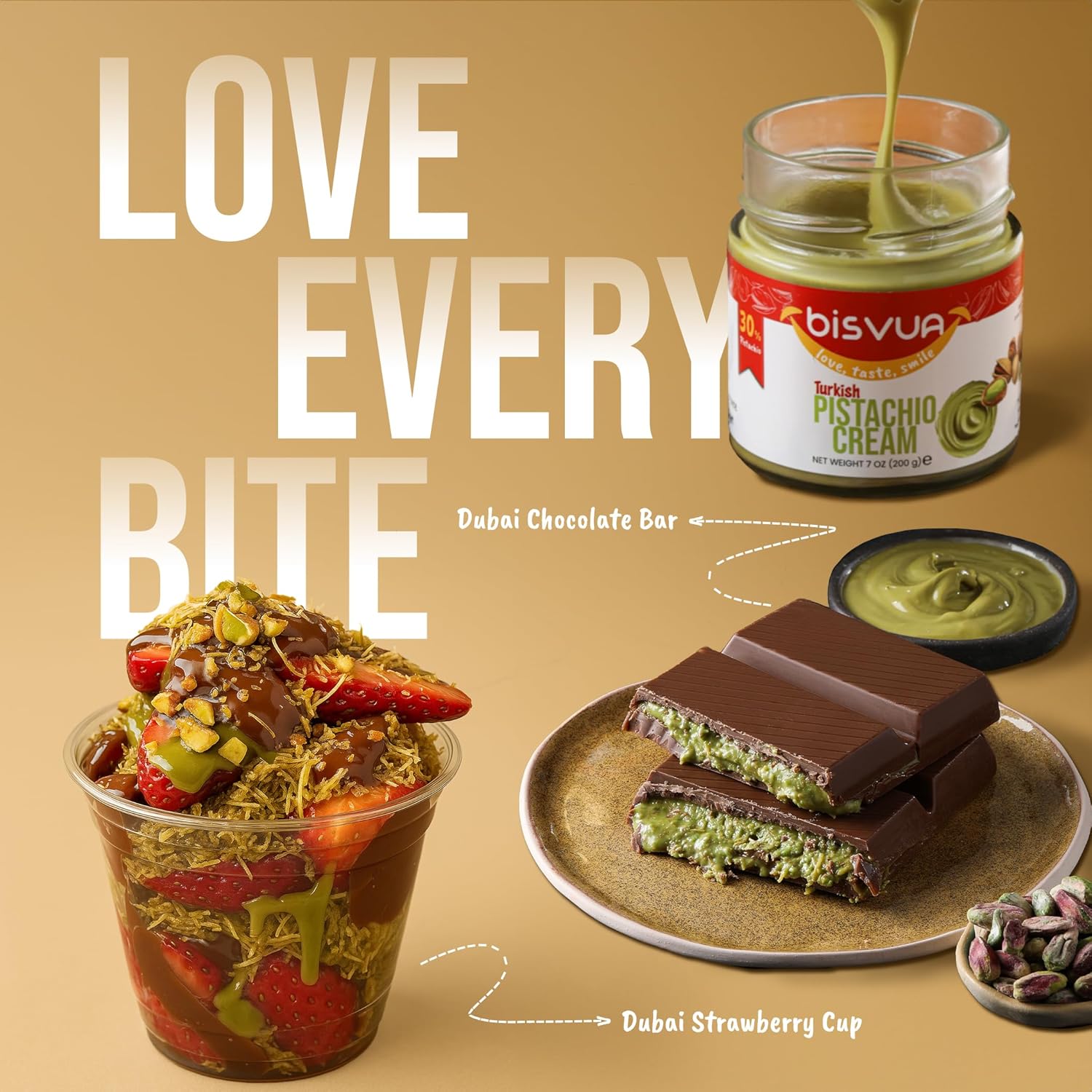 Bisvua Pistachio Cream (30 %) 200g 7oz - BOX (12 pcs)
