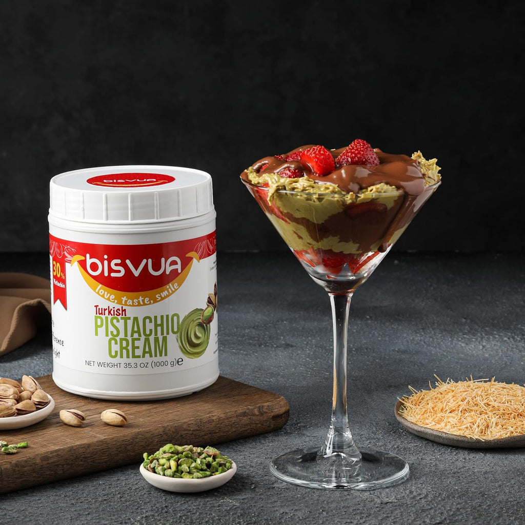Bisvua Pistachio Cream (30%) 1 KG 35,3oz - BOX (6 pcs)