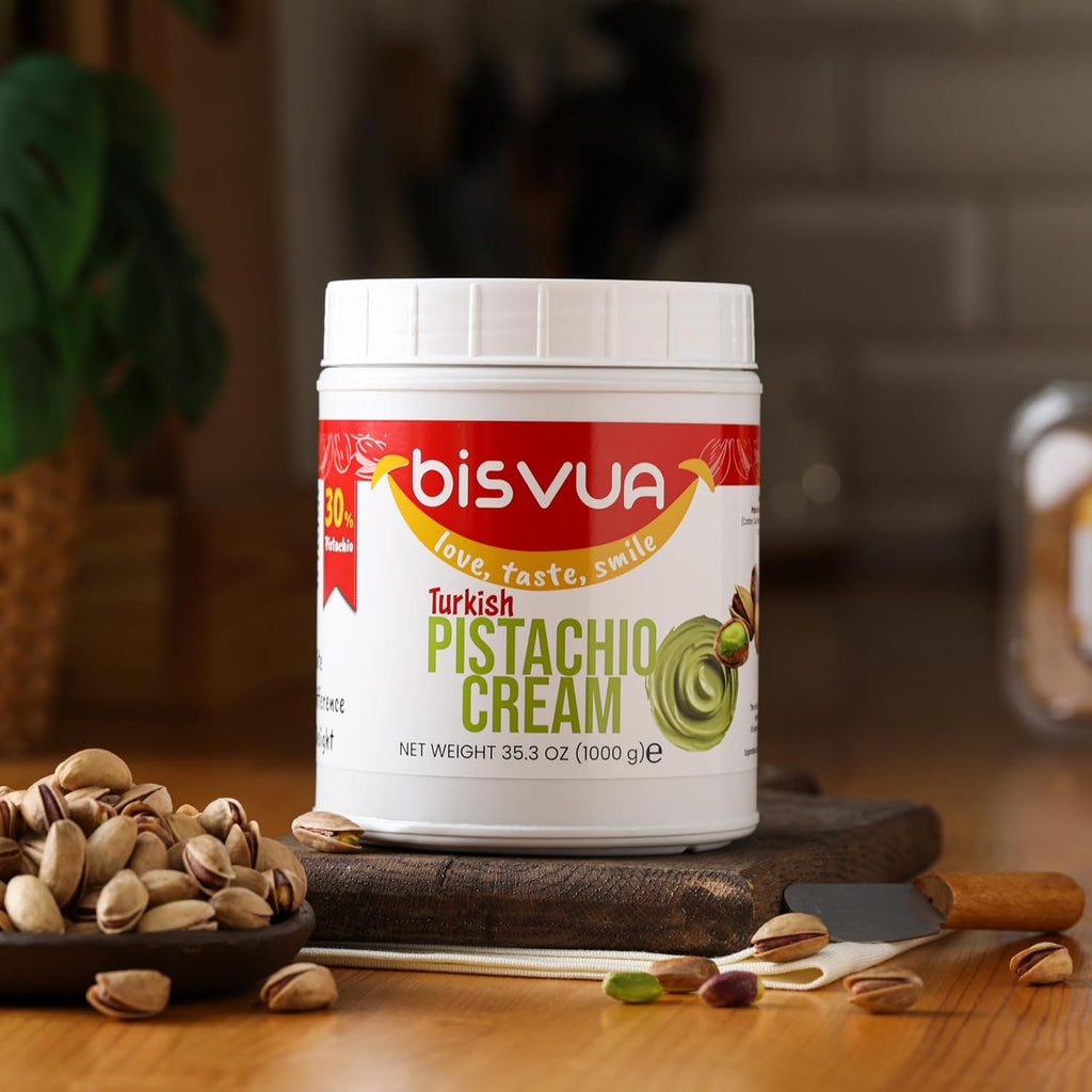 Bisvua Pistachio Cream (30%) 1 KG 35,3oz - BOX (6 pcs)