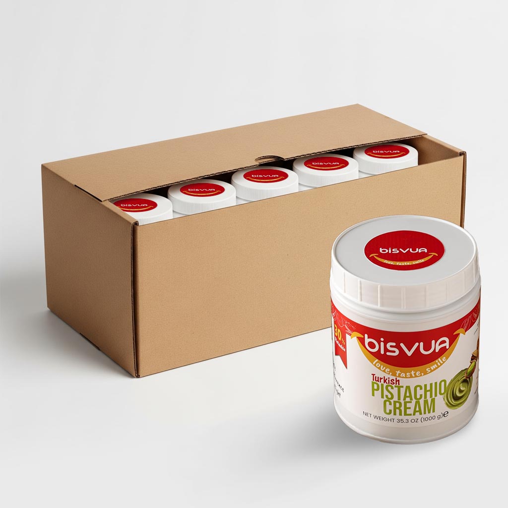 Bisvua Pistachio Cream (30%) 1 KG 35,3oz - BOX (6 pcs)